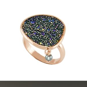 Druzy Ring- Oxette Vintage Sterling Silver Ring With Rose Gold Plating